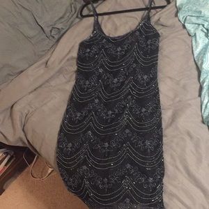Gently used black beaded spaghetti strap dress